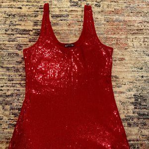 Express Sequin Red Tank Top Size L